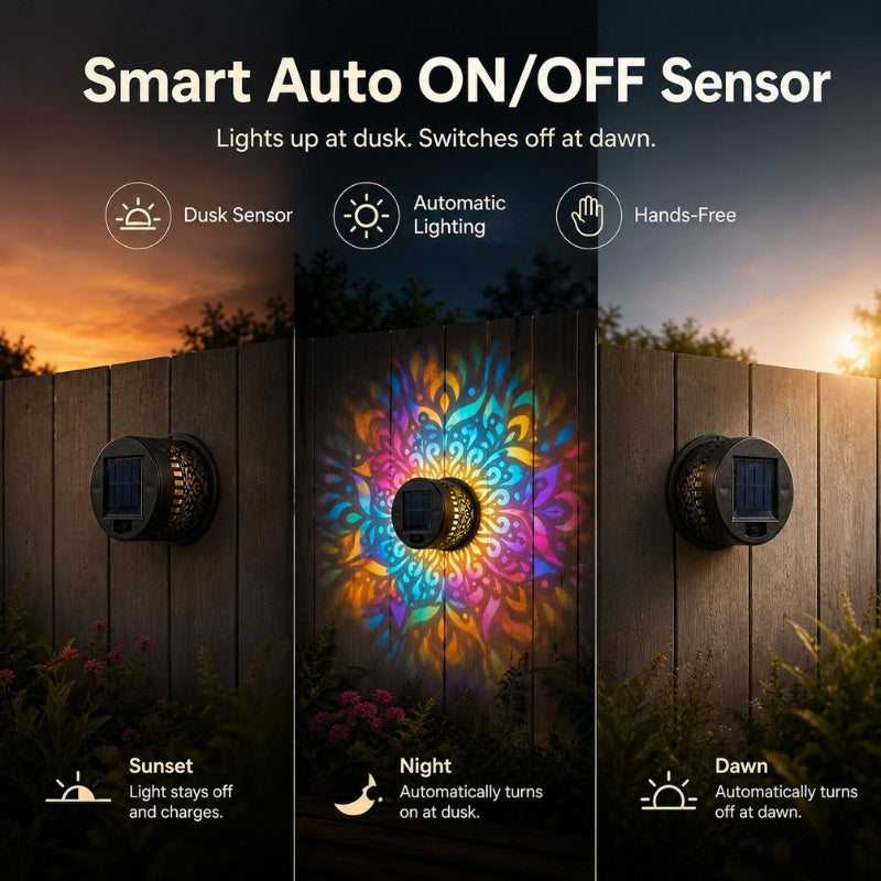 Vibrant Multi-Color Mandala Solar Fence Lights ?C IP65 Waterproof Sunflower Wall Sconce for Garden Holiday Decor - Image 3