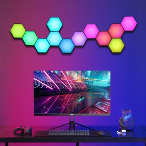 Hexagon Light Panels.Music Sync RGB Hexagon LED Lights Gaming Lights with APP & Remote Control For Home Decor Gaming