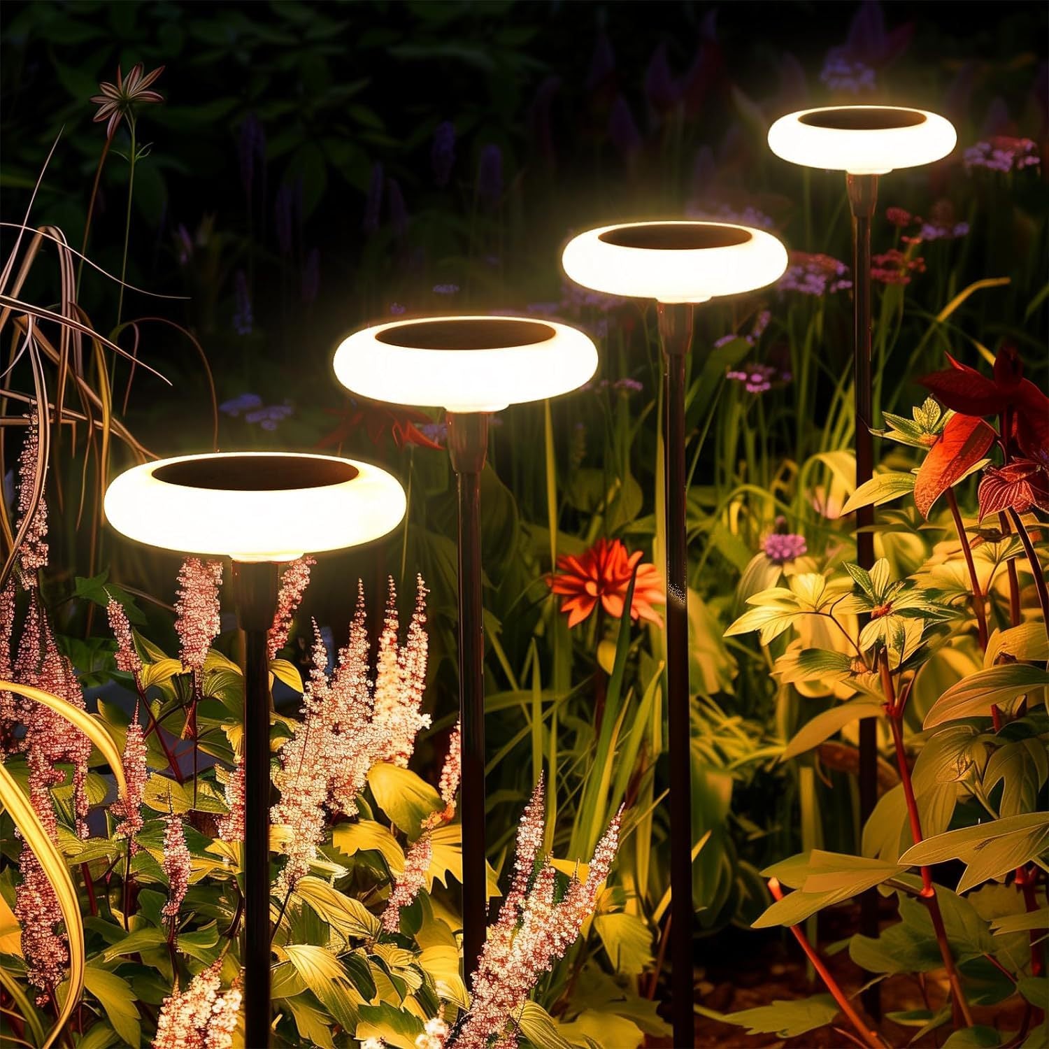 Solar UFO High-Pole Swaying Garden Lights - Outdoor Decorative Landscape Stakes. Wind-Dancing Firefly Solar Pathway Lights for Yard. Patio. Pathway. and Lawn Decor