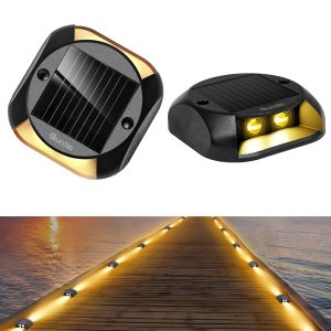 Quntis Solar Deck Lights Outdoor. Two-Way LED Warm White Ground Lights. IP65 Waterproof Dusk to Dawn Lighting for Pathway. Step. Driveway and Garden