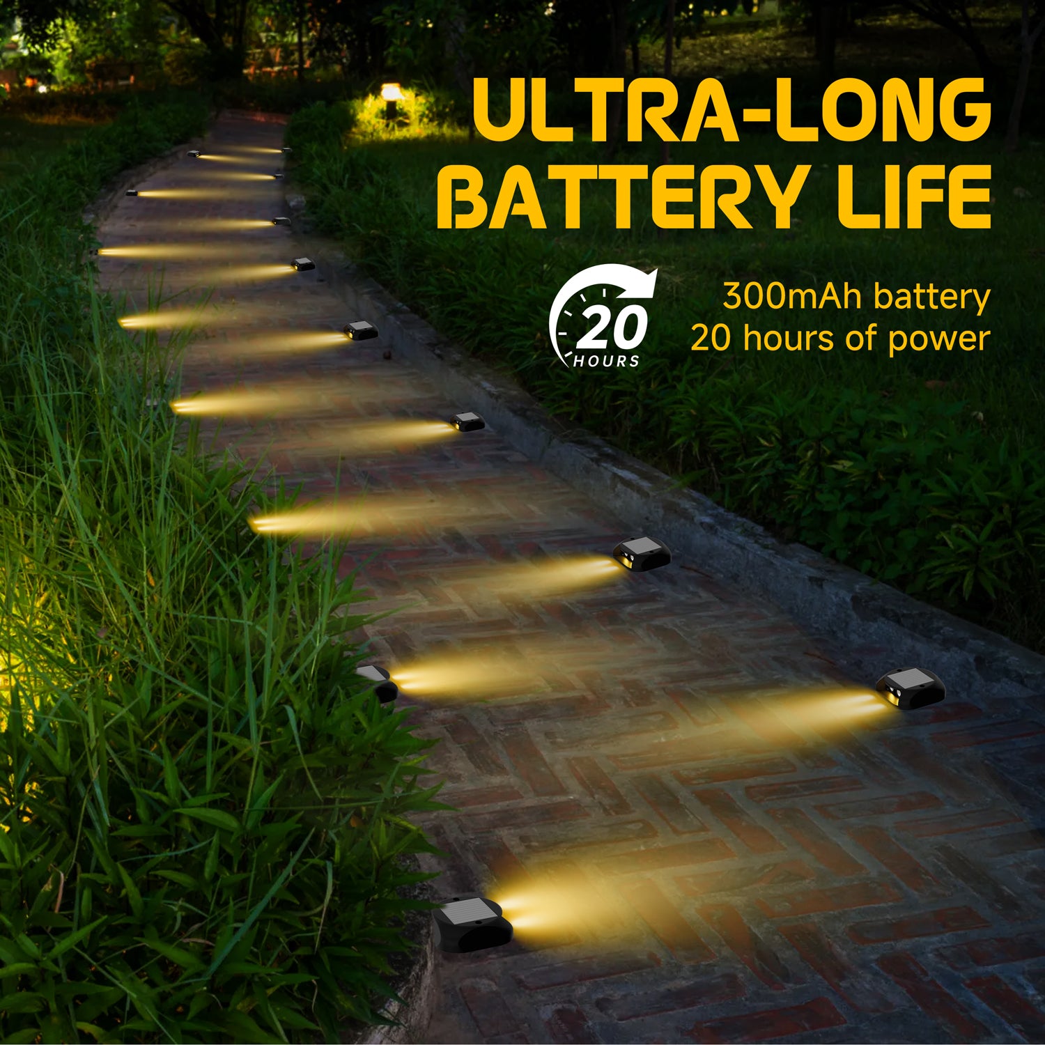 Quntis Solar Deck Lights. IP65 Waterproof Warm White Dusk to Dawn Outdoor Ground Lights for Deck. Step & Pathway - Image 4