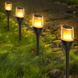 Quntis Taller Solar Torch Lights. Flickering Flame IP65 Waterproof Lighting. Professional Dancing Flame for Outdoor Path