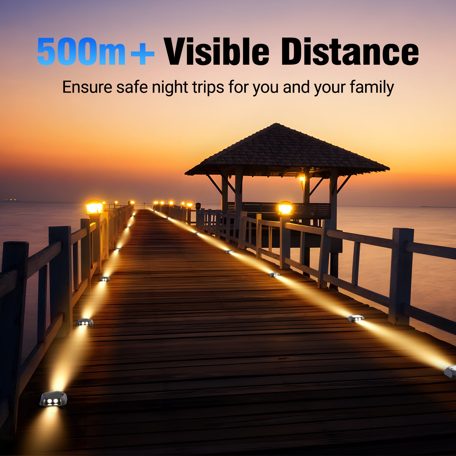 Quntis Solar Deck Lights Outdoor. Two-Way LED Warm White Ground Lights. IP65 Waterproof Dusk to Dawn Lighting for Pathway. Step. Driveway and Garden - Image 5