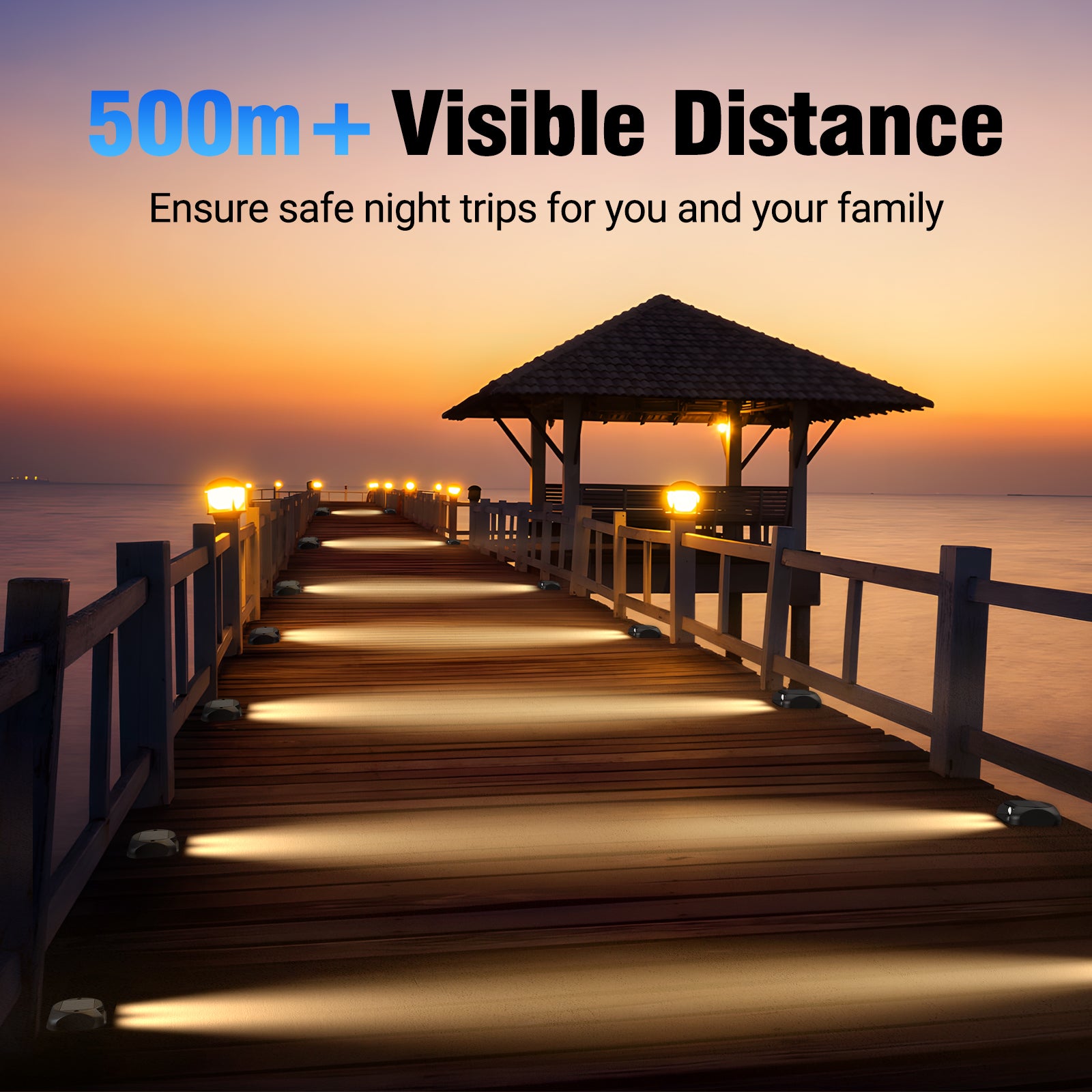 Quntis Solar Deck Lights. IP65 Waterproof Warm White Dusk to Dawn Outdoor Ground Lights for Deck. Step & Pathway - Image 9