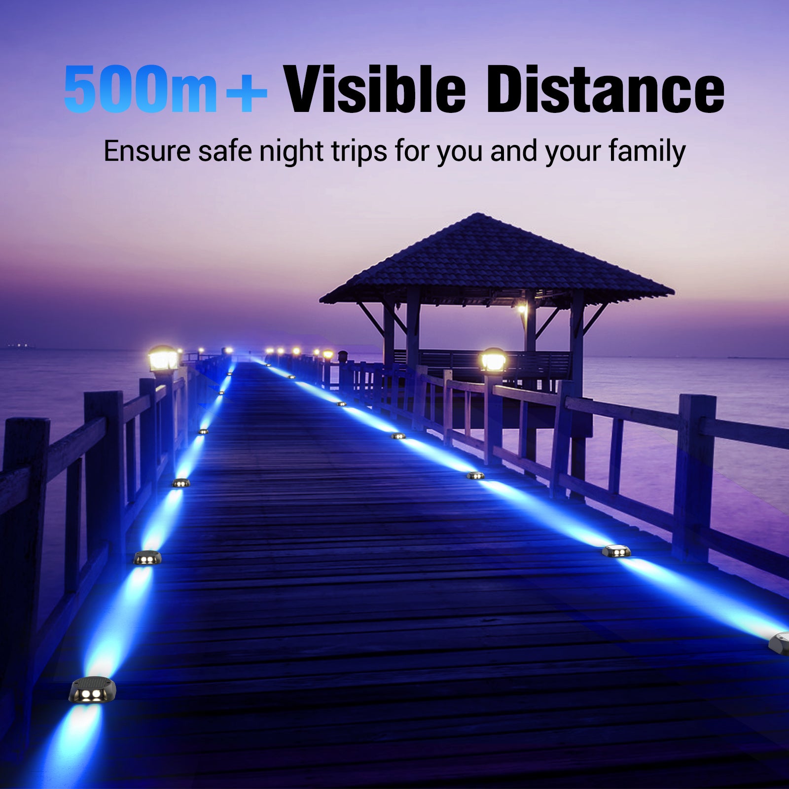 Quntis Solar Deck Lights Outdoor. Two-Way LED Blue Light Ground Lights. IP65 Waterproof Dusk to Dawn Lighting for Pathway. Step. Driveway and Garden - Image 5