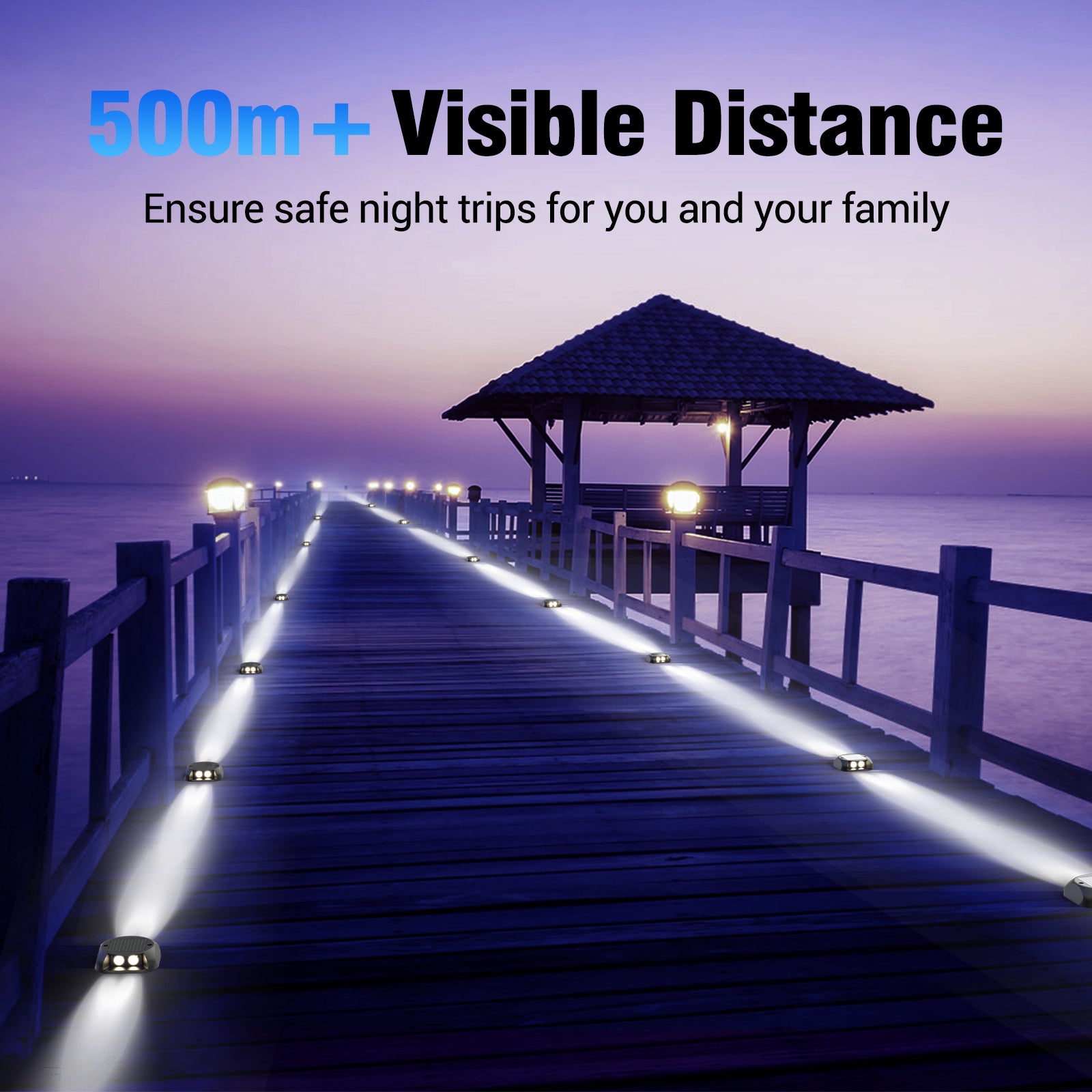 Quntis Solar Deck Lights Outdoor. Two-Way LED Cool White Ground Lights. IP65 Waterproof Dusk to Dawn Lighting for Pathway. Step. Driveway and Garden - Image 5