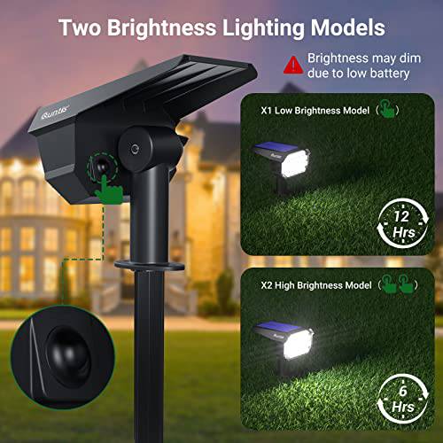 Quntis Cold White Solar Spotlights. 2 in 1 Adjustable Landscape Lighting. IP65 Waterproof LED Wall and Ground Lights for Garden - Image 6