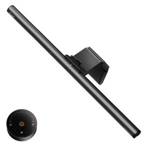 Quntis Eye-Care LED ScreenBar with Wireless Remote Control & Camera Base. Auto-Dimmable Computer Monitor Light for 21-27 Flat/Curved Monitors. Flicker-Free USB Desk Lamp for Remote Office