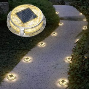 Quntis Solar Deck Lights. IP68 Waterproof Multicolor Ground Lights. Heavy Duty Solar Powered Lighting for Deck and Pathway