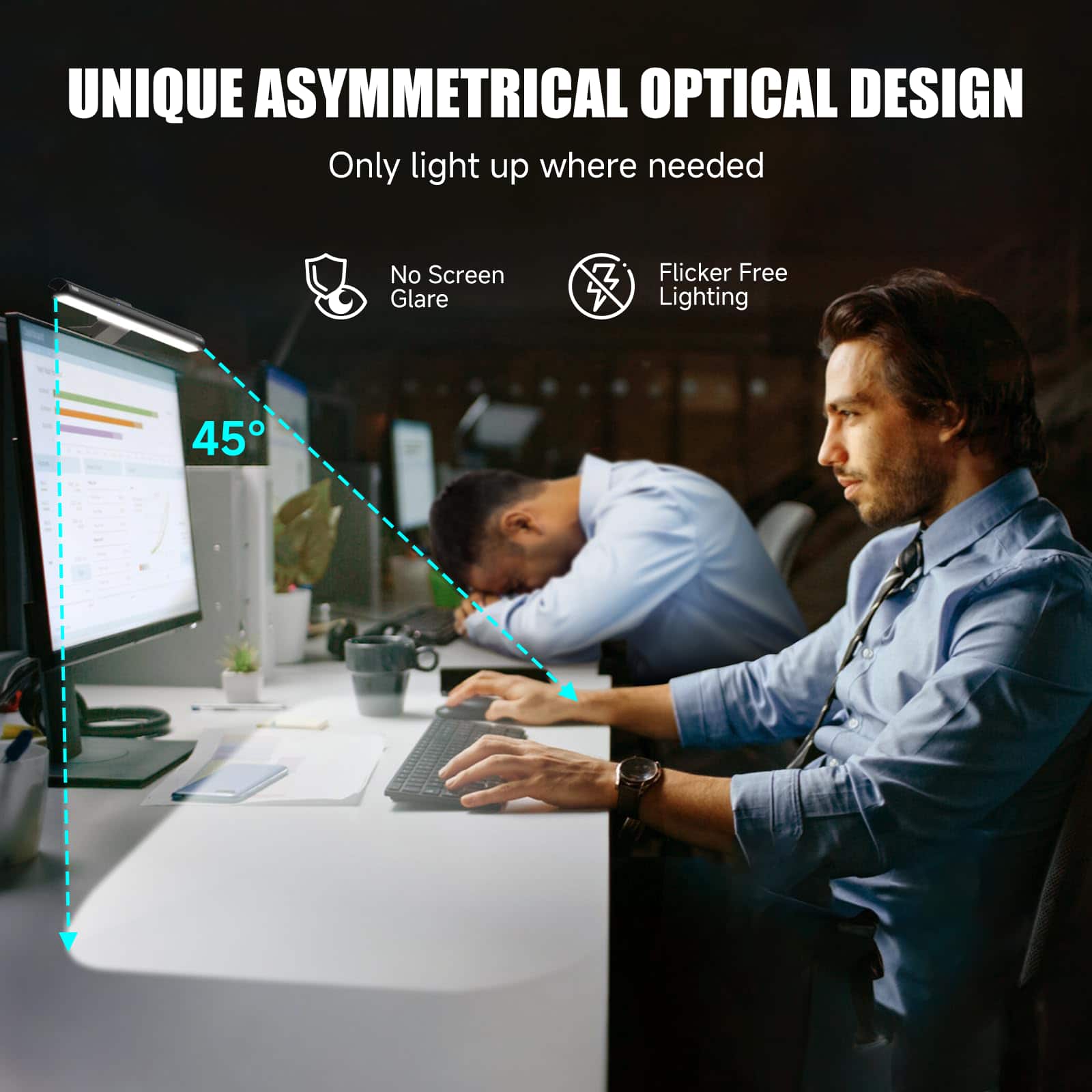 Quntis Eye-Care LED ScreenBar with Wireless Remote Control & Camera Base. Auto-Dimmable Computer Monitor Light for 21-27 Flat/Curved Monitors. Flicker-Free USB Desk Lamp for Remote Office - Image 5