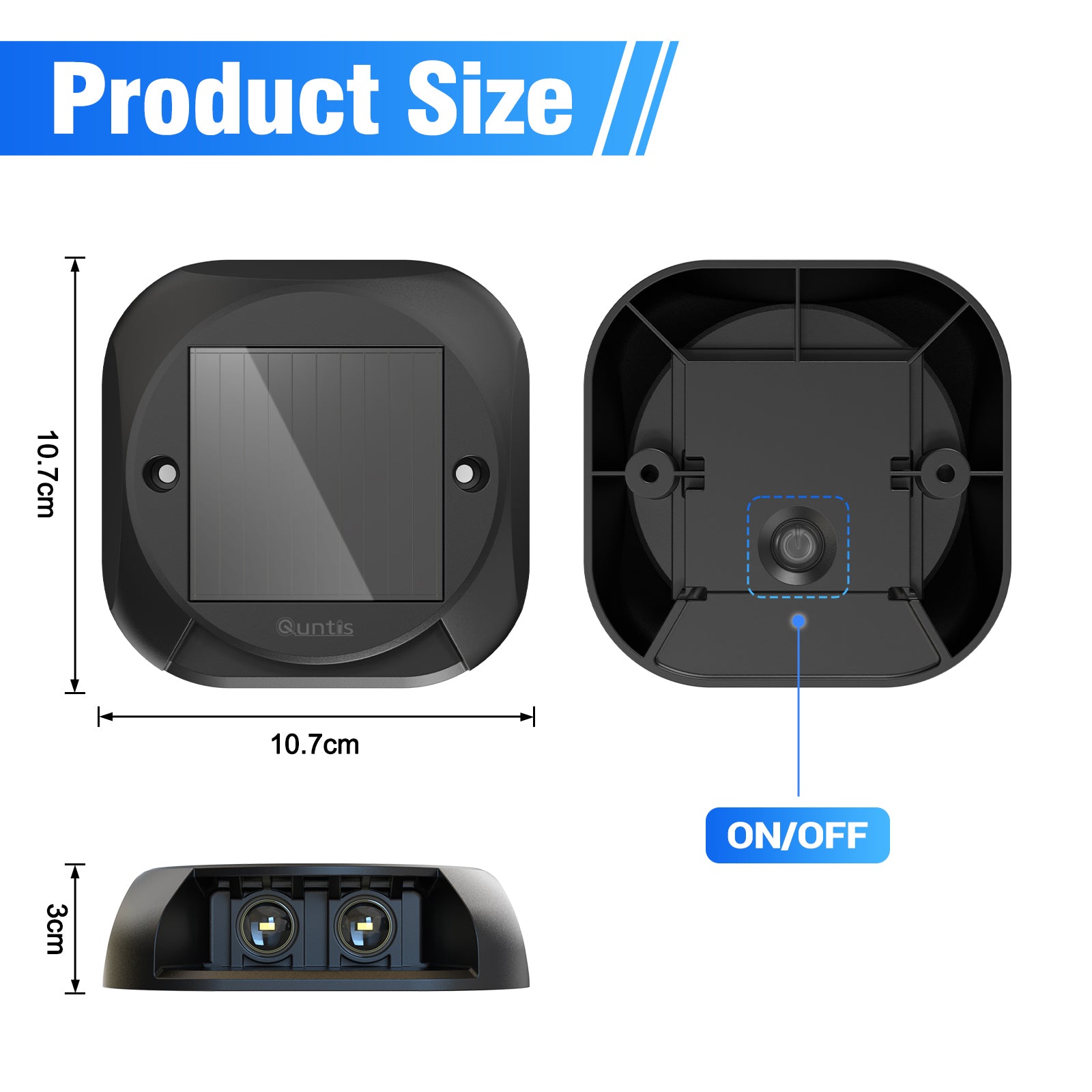 Quntis Solar Deck Lights. IP65 Waterproof Warm White Dusk to Dawn Outdoor Ground Lights for Deck. Step & Pathway - Image 11