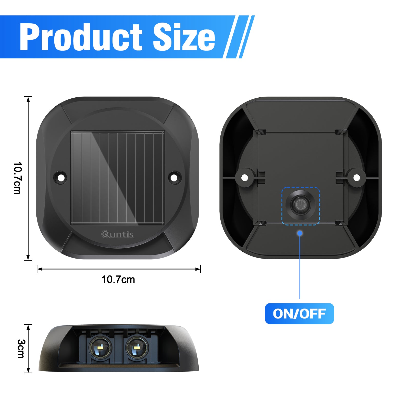 Quntis Solar Deck Lights Outdoor. Two-Way LED Cool White Ground Lights. IP65 Waterproof Dusk to Dawn Lighting for Pathway. Step. Driveway and Garden - Image 8