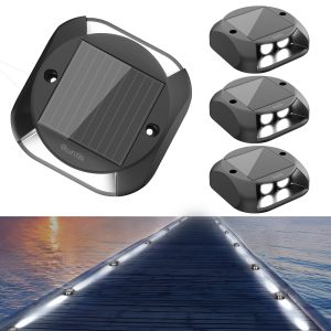 Quntis Solar Deck Lights Outdoor. Two-Way LED Cool White Ground Lights. IP65 Waterproof Dusk to Dawn Lighting for Pathway. Step. Driveway and Garden