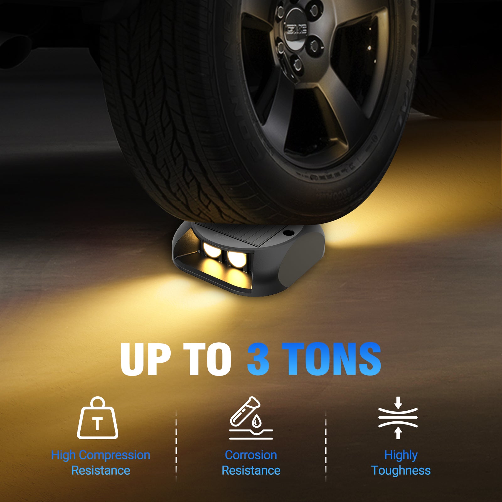 Quntis Solar Deck Lights Outdoor. Two-Way LED Warm White Ground Lights. IP65 Waterproof Dusk to Dawn Lighting for Pathway. Step. Driveway and Garden - Image 3