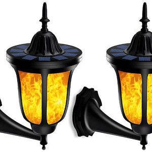 Quntis 2pcs Solar Wall lamp. Solar Light Outdoor Decoration-2 in 1 Solar Wall Light. Solar Flashlight with Flashing Flame. LED 2-Piece Solar Sports Box. Home Decoration