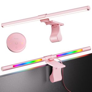 Quntis Monitor Light Bar IM 51 cm (20.1 inch) Pink. Wireless Remote With 15 Modes RGB Backlight. Professional Ra95 Eye Care No Glare. Upgraded Clip Desktop Aesthetic Lamp For All Monitors And Gaming Setup