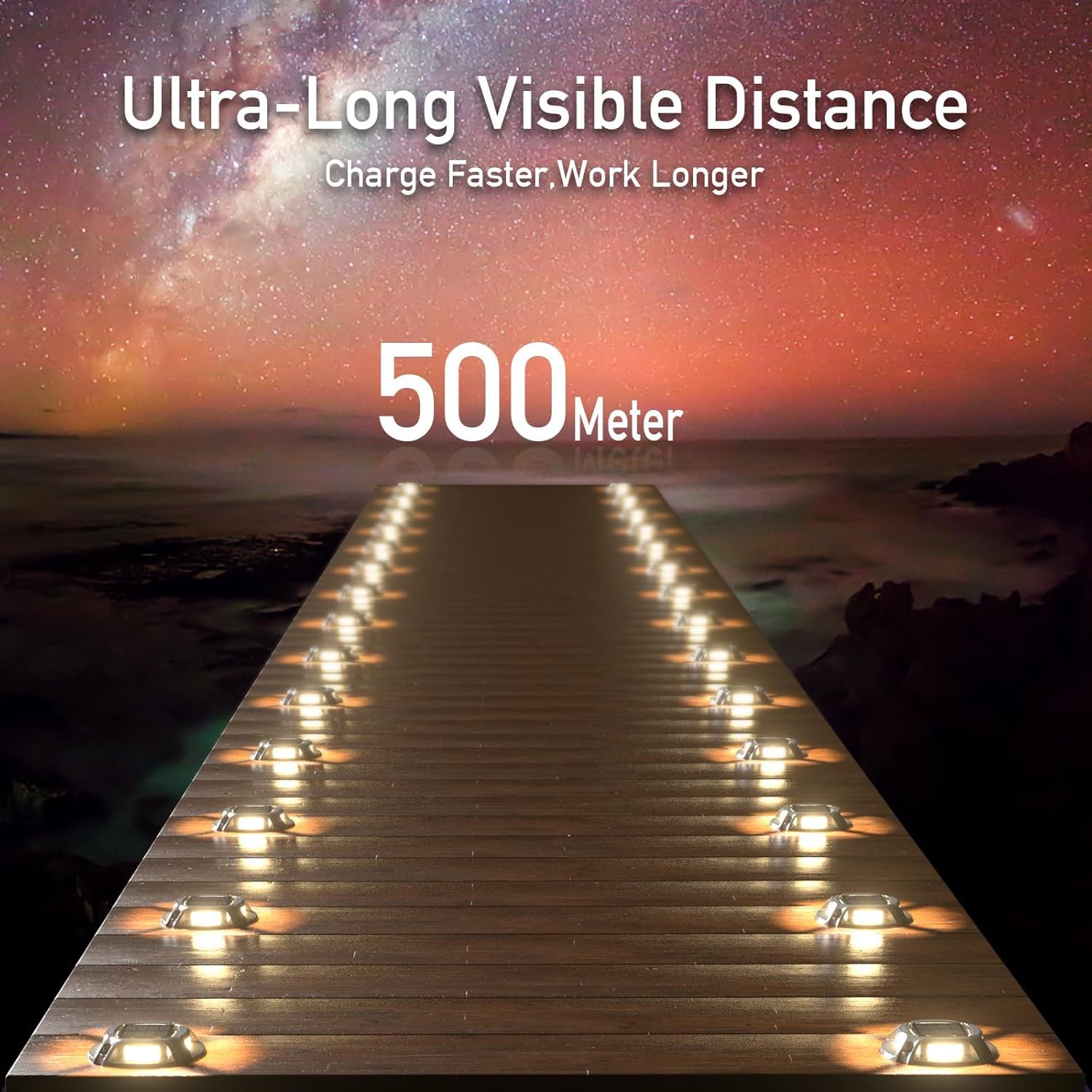 Quntis Solar Deck Lights. IP68 Waterproof Outdoor Ground Lights. 2 Colors Warm White and Cool White. Pressure Resistant Solar Powered Lights for Driveway. Step and Pathway - Image 4