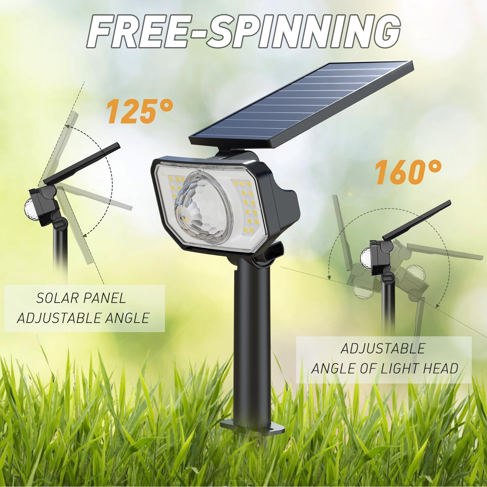 Quntis Super Bright Solar Spotlights. 26+1 LED 3 Warm Lighting Modes. 2 in 1 Adjustable Landscape Lights for Garden and Yard - Image 6