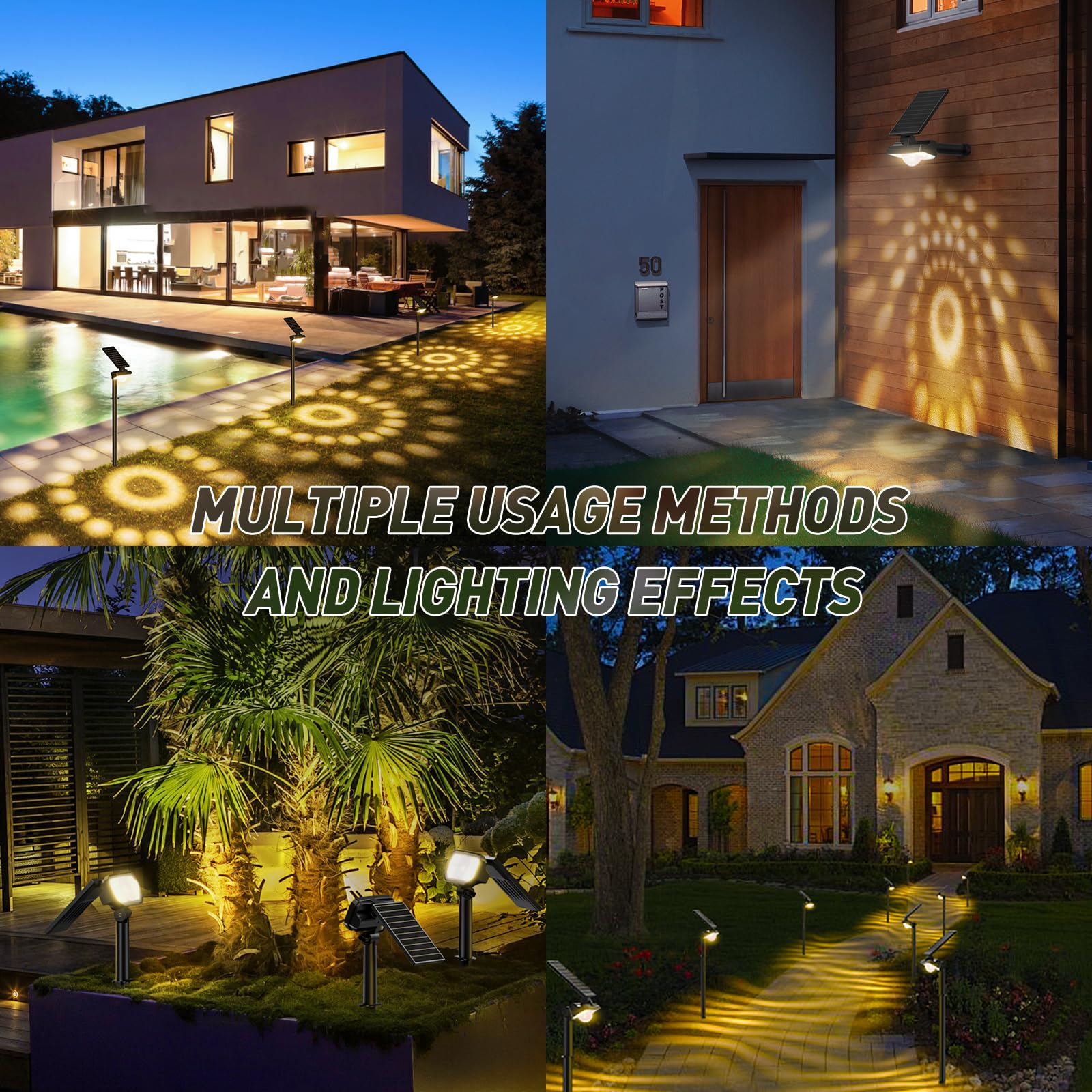 Quntis Super Bright Solar Spotlights. 26+1 LED 3 Warm Lighting Modes. 2 in 1 Adjustable Landscape Lights for Garden and Yard - Image 2