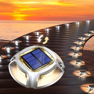 Quntis Solar Deck Lights. IP68 Waterproof Outdoor Ground Lights. 2 Colors Warm White and Cool White. Pressure Resistant Solar Powered Lights for Driveway. Step and Pathway