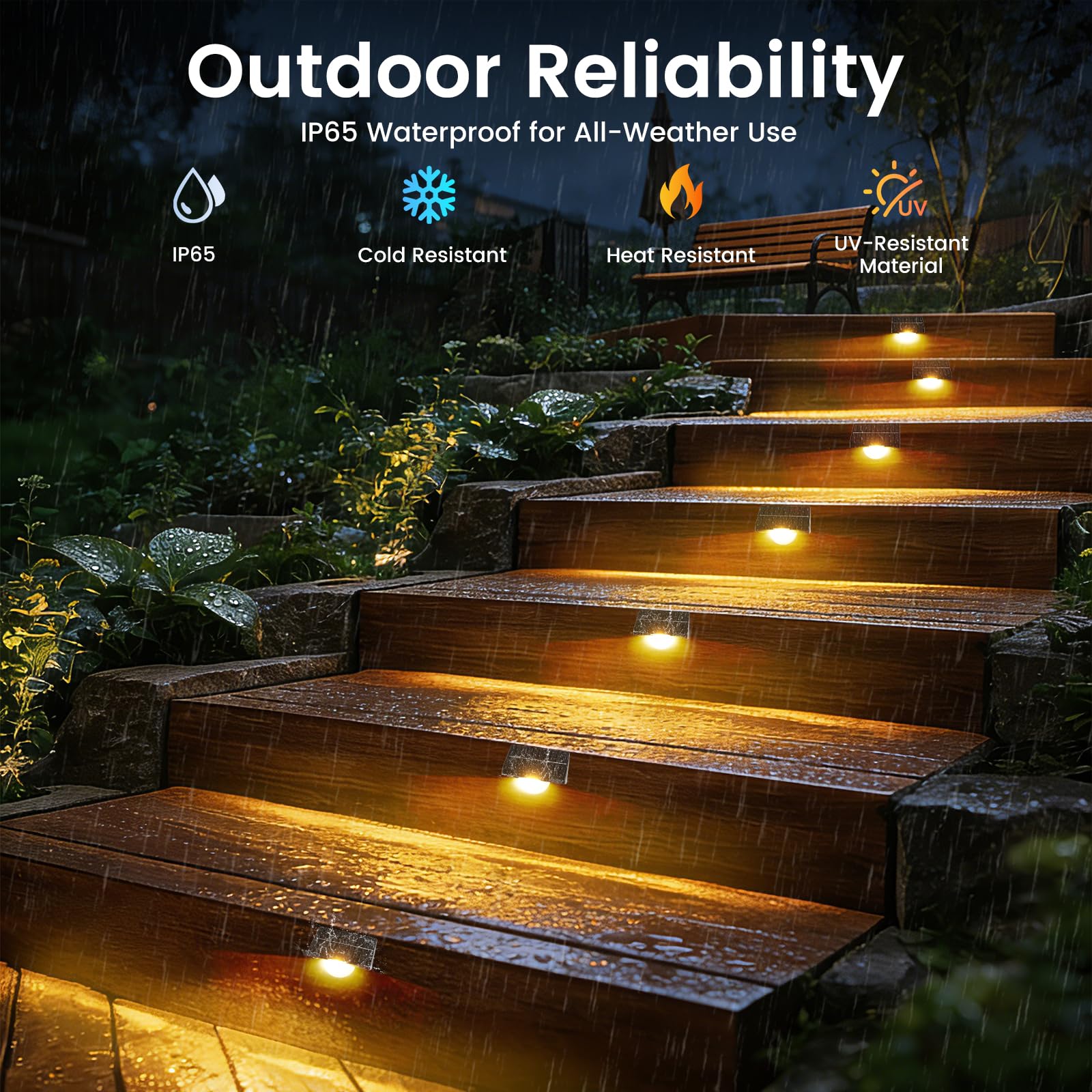 Quntis RGBWW Solar Step Lights. 10 Color Mode IP65 Waterproof Professional Lighting for Outdoor Stairs and Steps - Image 2