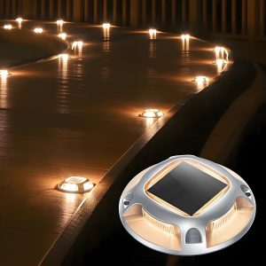 Quntis Solar Deck Lights. Aluminum Alloy 4-Sided Ground Lights. Heavy Duty Solar Powered Lighting for Deck and Pathway