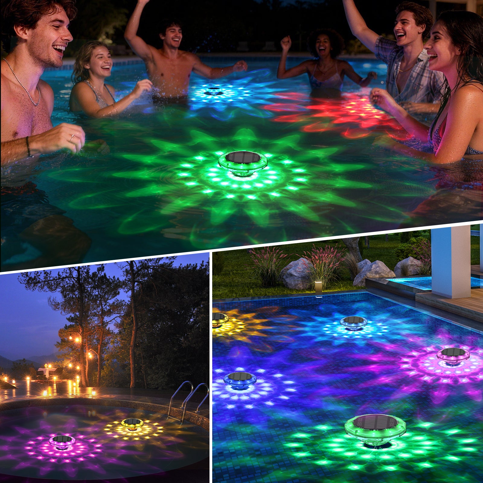 Quntis 6 Solar Floating Pool Lights. IP68 Waterproof RGB Changing Screen Lamps with Remote - Image 6