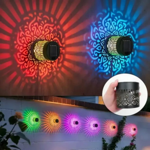 RGB Color Changing Mandala Solar Fence Lights ?C IP65 Waterproof Multi-Color Sunflower Wall Lamp for Garden Holiday Decor