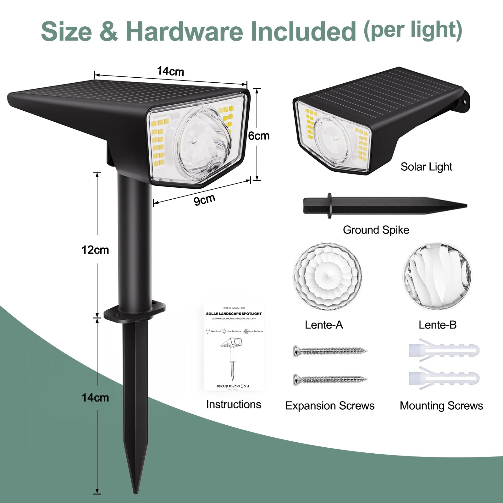 Quntis RGB Color Changing Solar Spotlights. Decorative IP65 Waterproof Landscape Lighting for Garden and Yard - Image 3