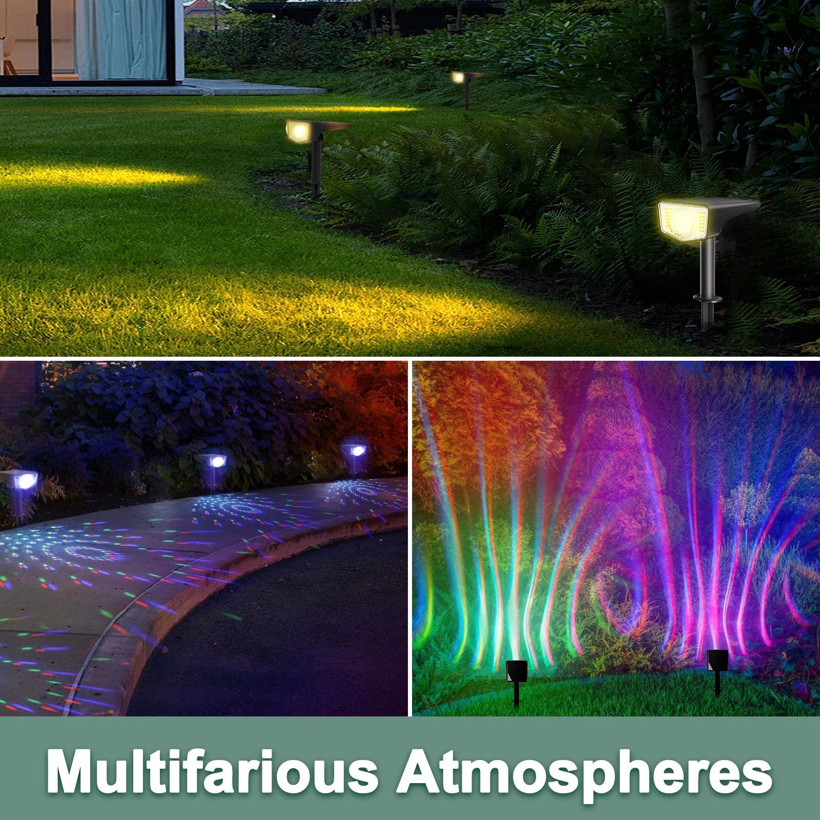 Quntis RGB Color Changing Solar Spotlights. Decorative IP65 Waterproof Landscape Lighting for Garden and Yard - Image 6