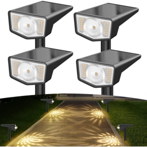 Quntis Solar Spotlights. 2 Detachable Lenses Super Bright Landscape Lighting. 3 Brightness Modes for Garden and Yard