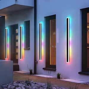 Outdoor Modern Wall Light. 7 Colour RGB Dimmable Long Wall Sconce. IP65 Waterproof Simple Acrylic Exterior Wall Mount Lights Fixtures for Patio House Garage. Front Door. Porch