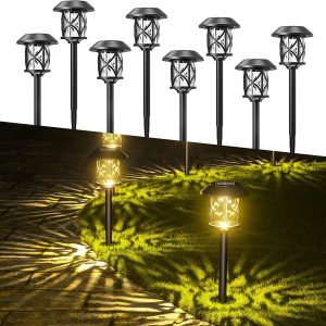 Quntis Solar Pathway Stake Lights. IP65 Waterproof LED Landscape Lighting. Professional Ground Lights for Garden and Walkway