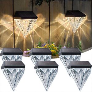 Quntis Diamond Solar Fence Lights. Decorative Warm White IP65 Waterproof Lighting for Outdoor Fence and Wall