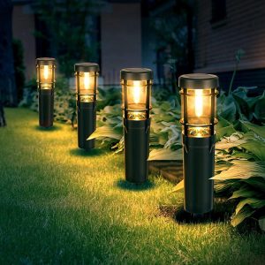 Quntis Solar Pathway Lights With 25LM Tungsten Filament Bulb. IP65 Waterproof Outdoor Landscape Lighting. 900mAh Battery For 10 Hours Runtime. 2 Modes Solar Stake Lights For Garden And Walkway