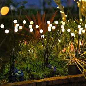 Quntis Swaying Solar Lights. Decorative Sway by Wind Firefly Lighting. High Flexibility Waterproof Ground Lights for Garden and Yard