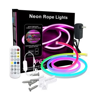 RGBIC Neon LED Rope Lights with Remote. App & Voice Control ? Flexible. IP65 Waterproof for Indoor & Outdoor Decor